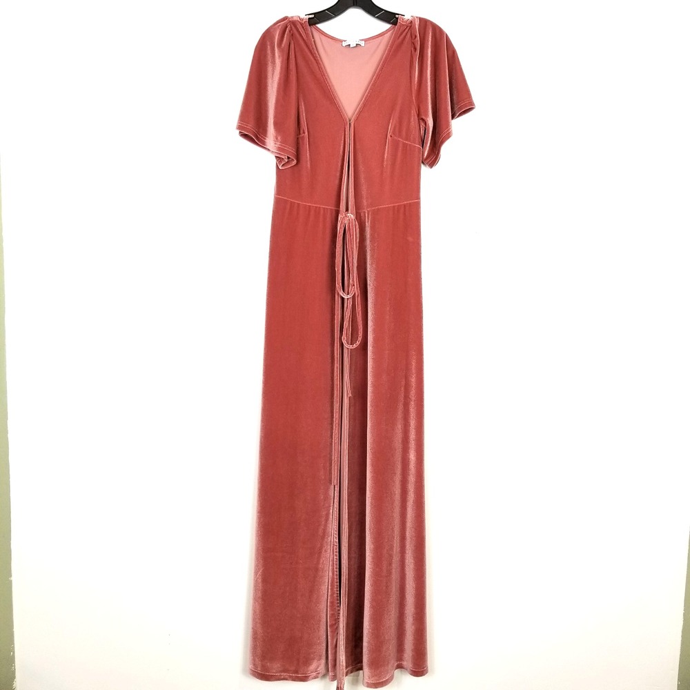 Baltic Born Meghan Velvet Wrap Maxi‎ Dress Sz S Mauve Flatter Short Sleeve